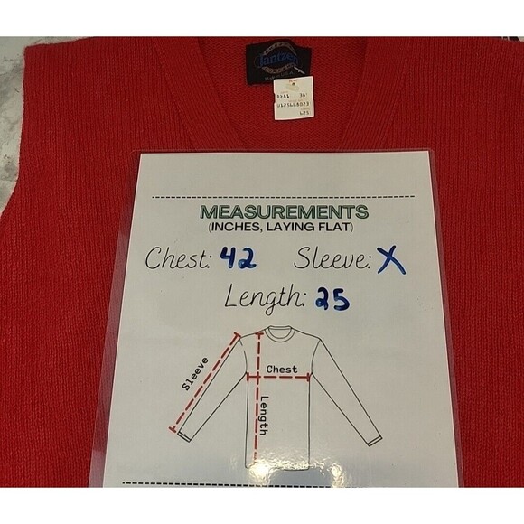 Vintage Jantzen Sweater Vest Men Large Red Button Holiday Preppy Cardigan Scotch - Picture 9 of 9